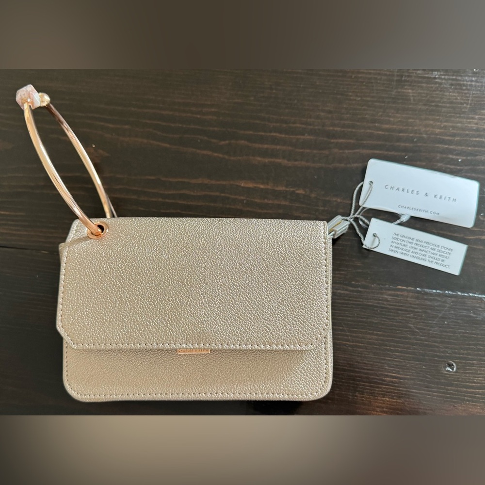 Charles & Keith Gold Wristlet Clutch